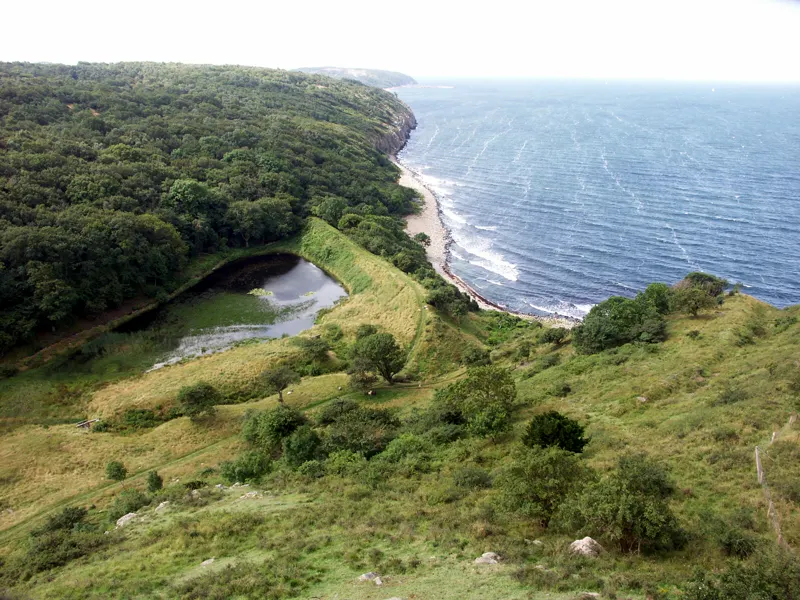 Bornholms Küste und Ostsee Bewaldete Steilküste auf Bornholm mit Blick über die Ostsee